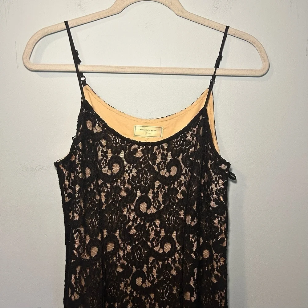 Anthropologie Moulinette Soeurs Cotrena Flounced Black Laced Dress Size 6 - Picture 5 of 12